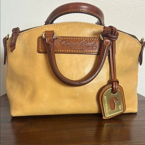 Dooney & Bourke Tan and Brown Satchel with Structured Design - Picture 1 of 13